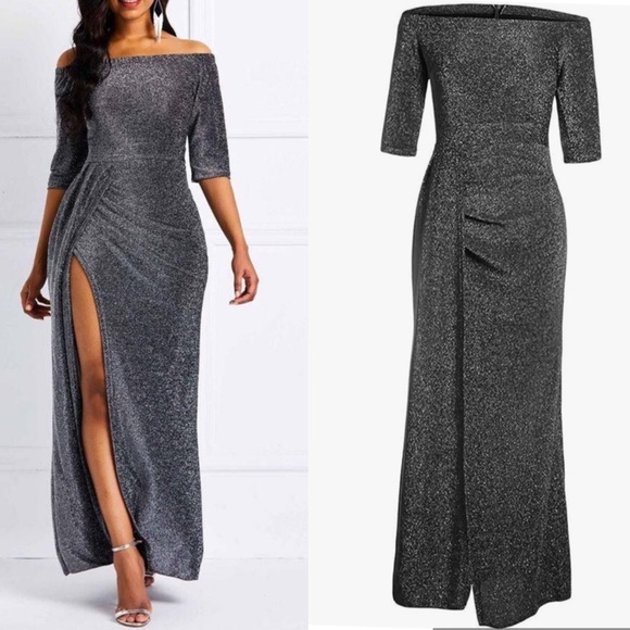 Gray maxi Occassion Dress - Picture 4 of 15